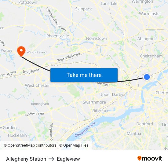 Allegheny Station to Eagleview map