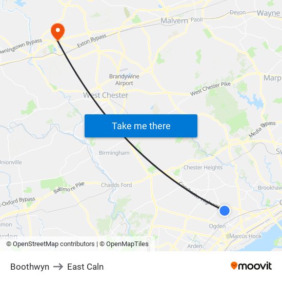 Boothwyn to East Caln map