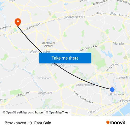 Brookhaven to East Caln map