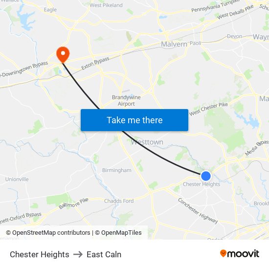 Chester Heights to East Caln map
