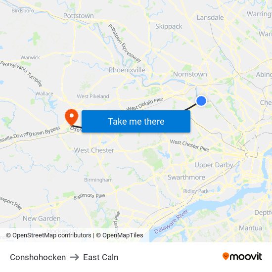 Conshohocken to East Caln map