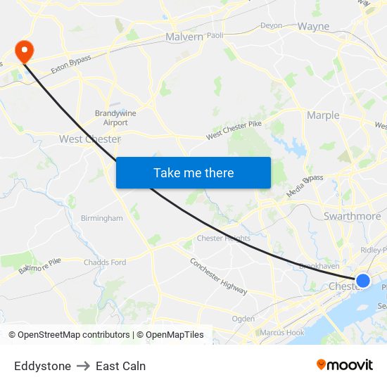 Eddystone to East Caln map