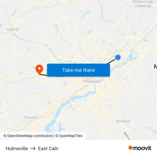 Hulmeville to East Caln map