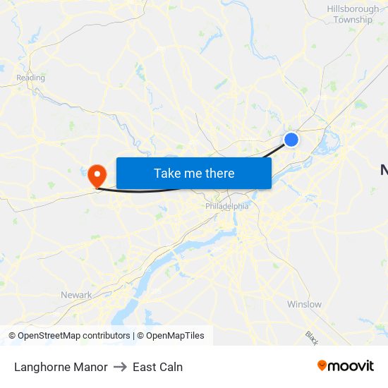 Langhorne Manor to East Caln map