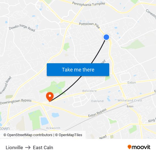 Lionville to East Caln map