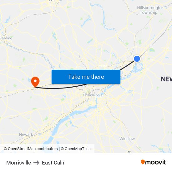 Morrisville to East Caln map