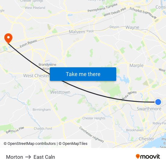 Morton to East Caln map