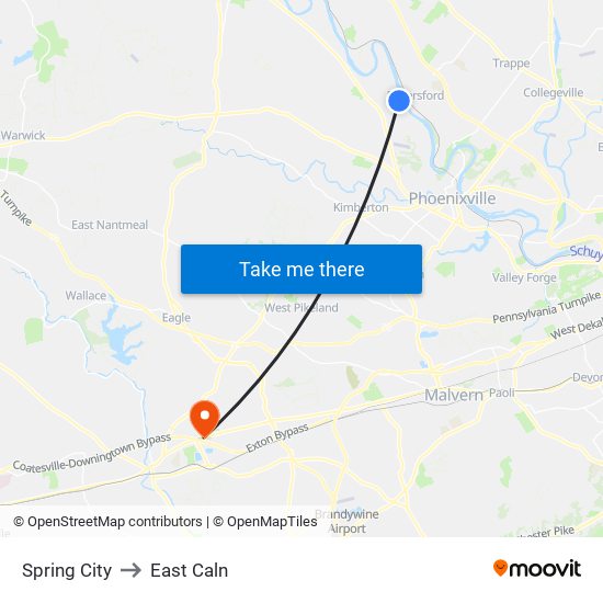 Spring City to East Caln map