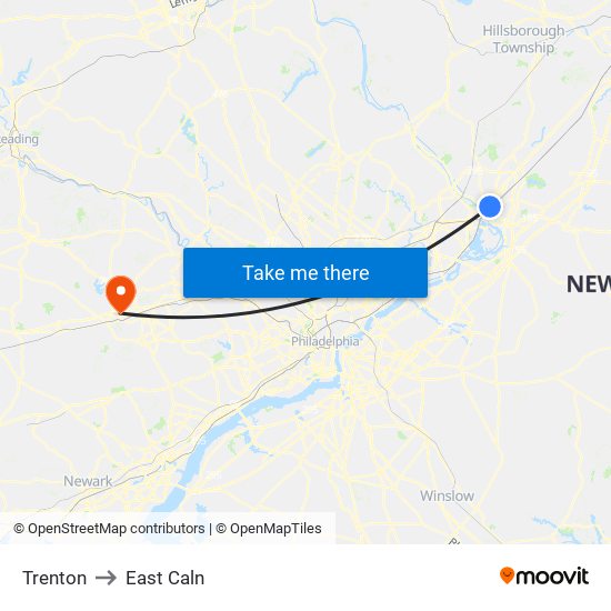 Trenton to East Caln map