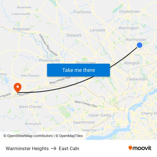 Warminster Heights to East Caln map