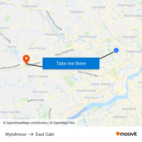 Wyndmoor to East Caln map