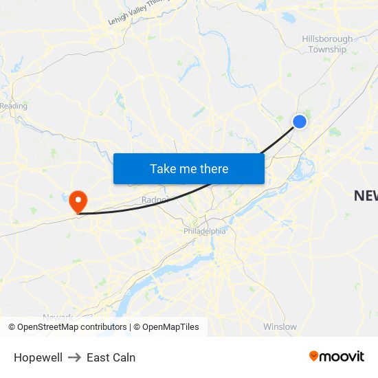 Hopewell to East Caln map