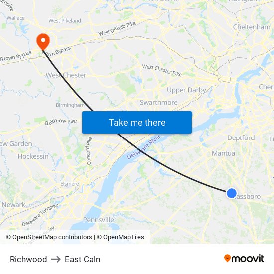 Richwood to East Caln map