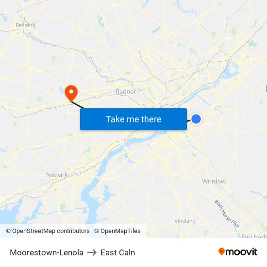 Moorestown-Lenola to East Caln map