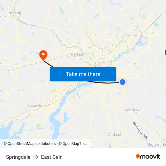 Springdale to East Caln map