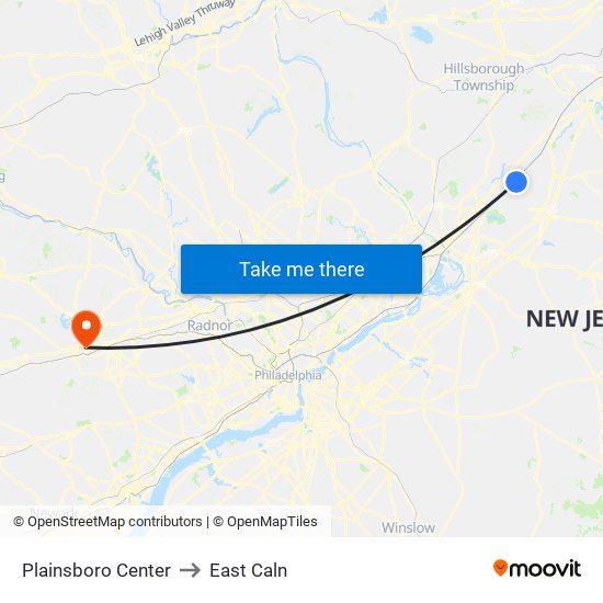 Plainsboro Center to East Caln map