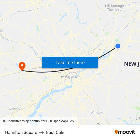 Hamilton Square to East Caln map