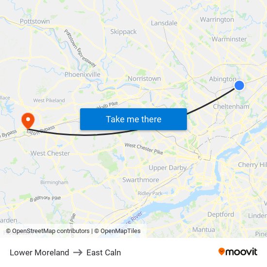 Lower Moreland to East Caln map