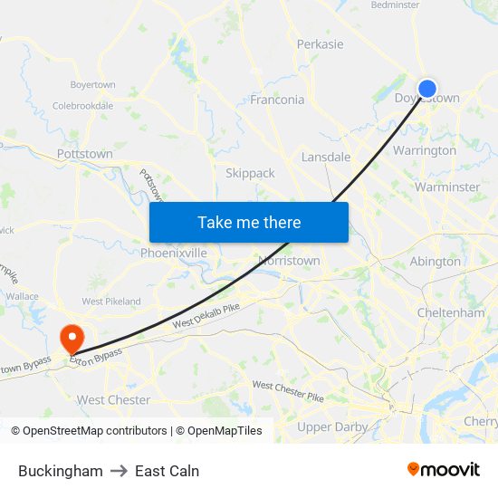 Buckingham to East Caln map