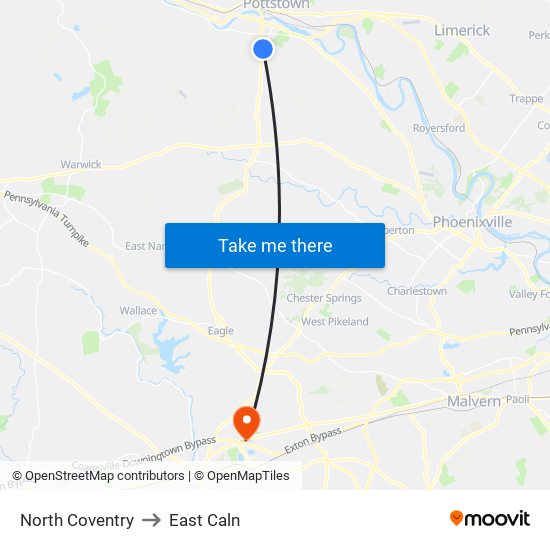 North Coventry to East Caln map