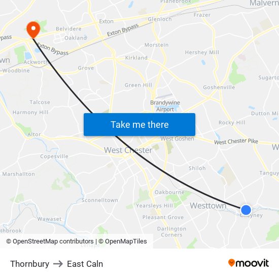 Thornbury to East Caln map