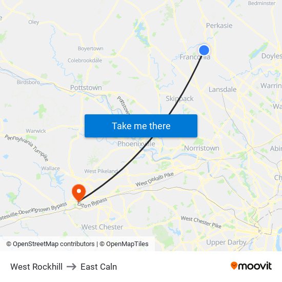 West Rockhill to East Caln map