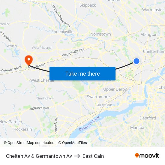 Chelten Av & Germantown Av to East Caln map