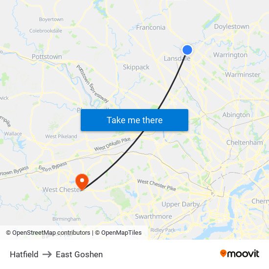 Hatfield to East Goshen map