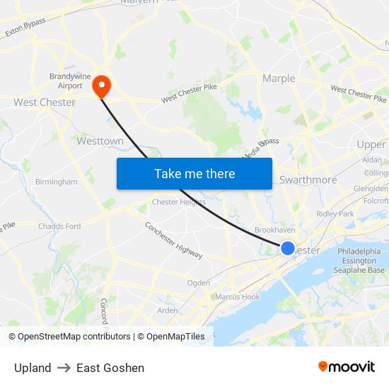 Upland to East Goshen map