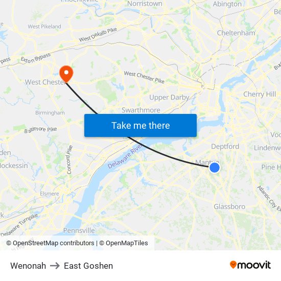 Wenonah to East Goshen map