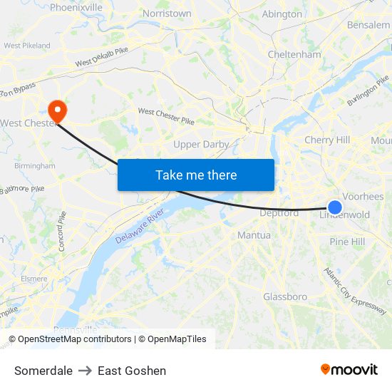 Somerdale to East Goshen map