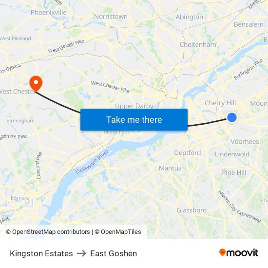 Kingston Estates to East Goshen map