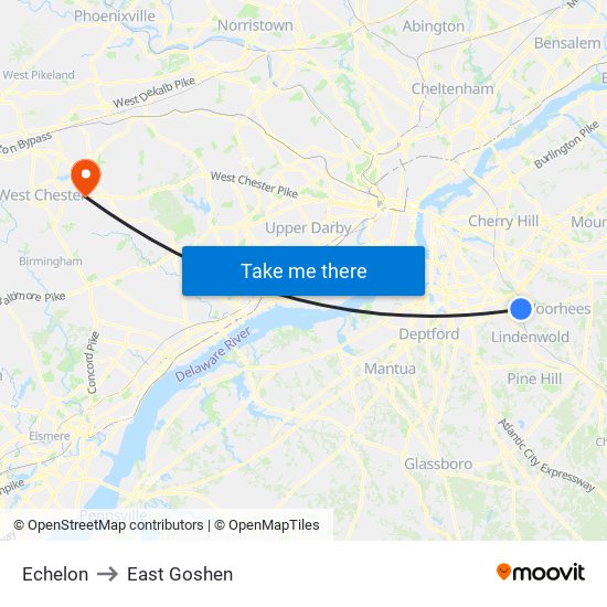 Echelon to East Goshen map
