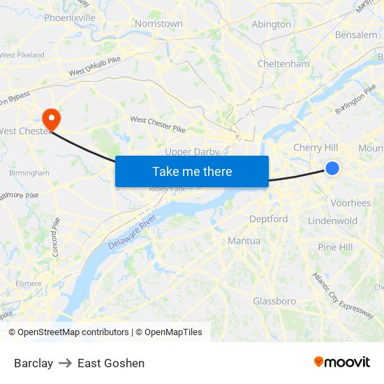Barclay to East Goshen map