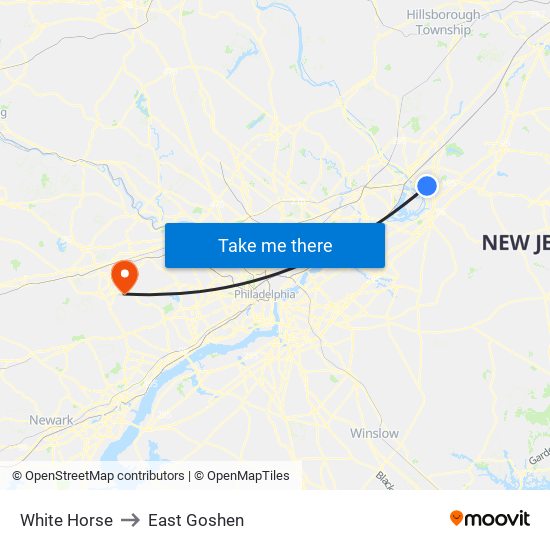 White Horse to East Goshen map