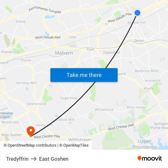 Tredyffrin to East Goshen map