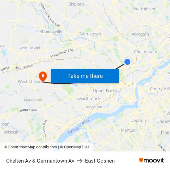 Chelten Av & Germantown Av to East Goshen map