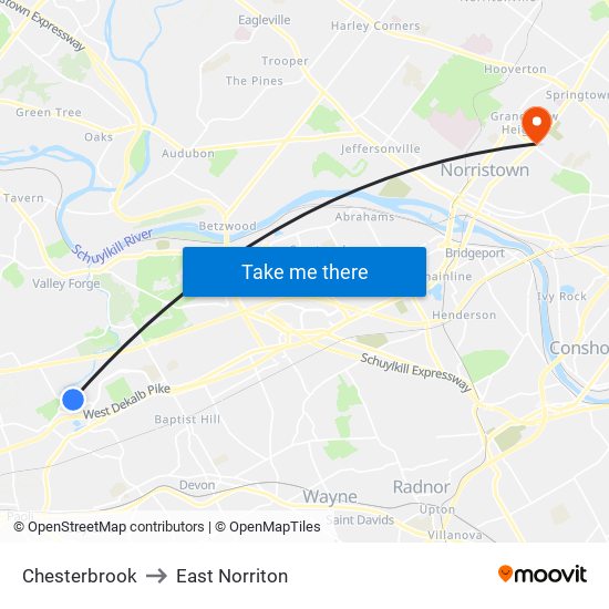 Chesterbrook to East Norriton map