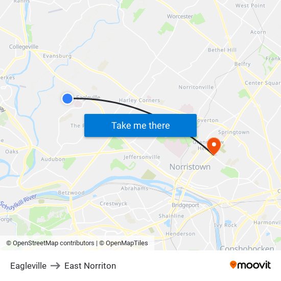 Eagleville to East Norriton map