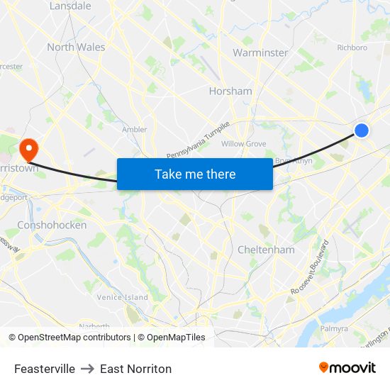 Feasterville to East Norriton map