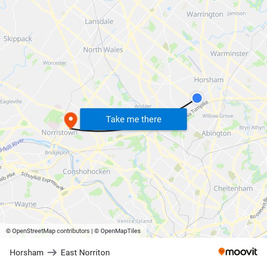 Horsham to East Norriton map