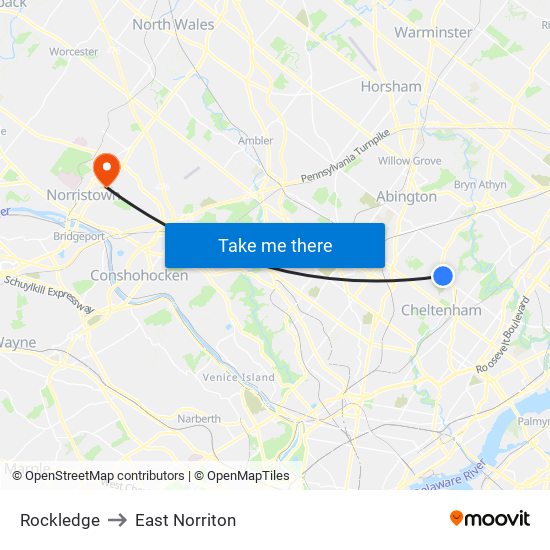 Rockledge to East Norriton map