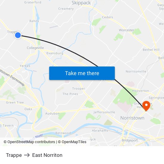 Trappe to East Norriton map