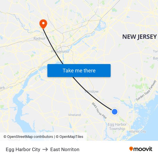 Egg Harbor City to East Norriton map
