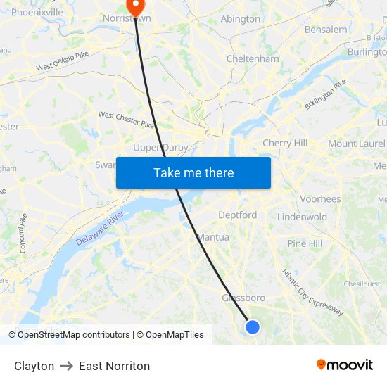 Clayton to East Norriton map