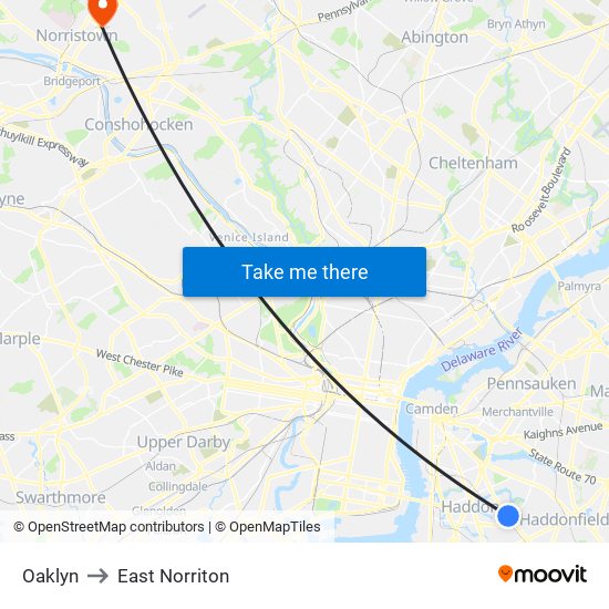 Oaklyn to East Norriton map