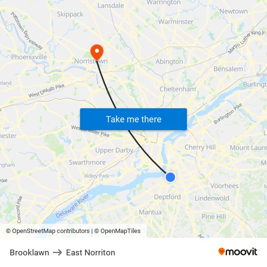 Brooklawn to East Norriton map