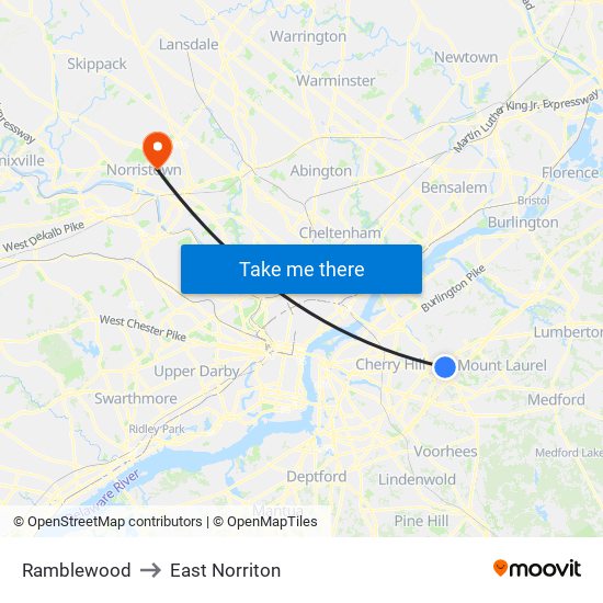 Ramblewood to East Norriton map