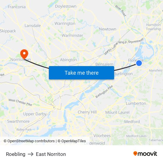 Roebling to East Norriton map