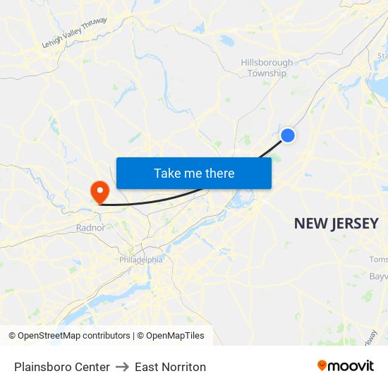 Plainsboro Center to East Norriton map